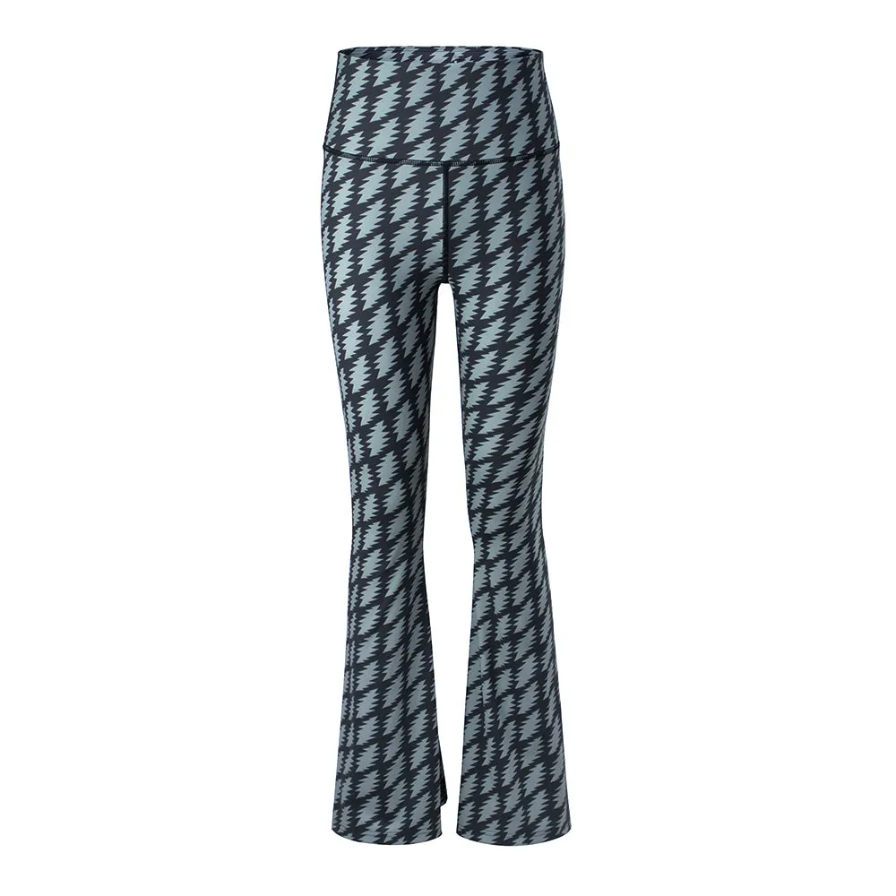 Grateful Dead | High Rise Flared Pants | All Over Bolt In Grey And Black