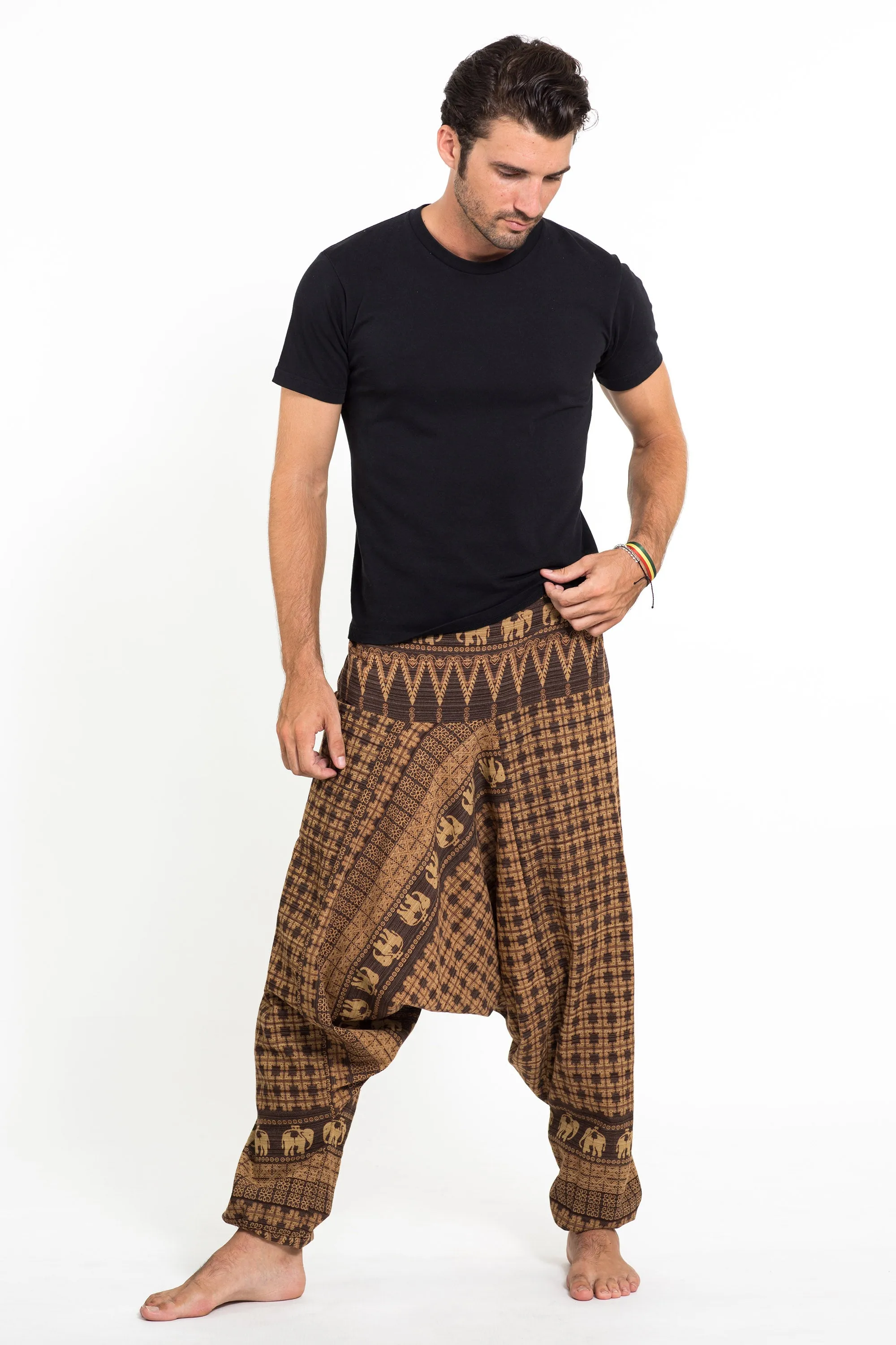 Hill Tribe Elephant Men's Elephant Pants in Brown