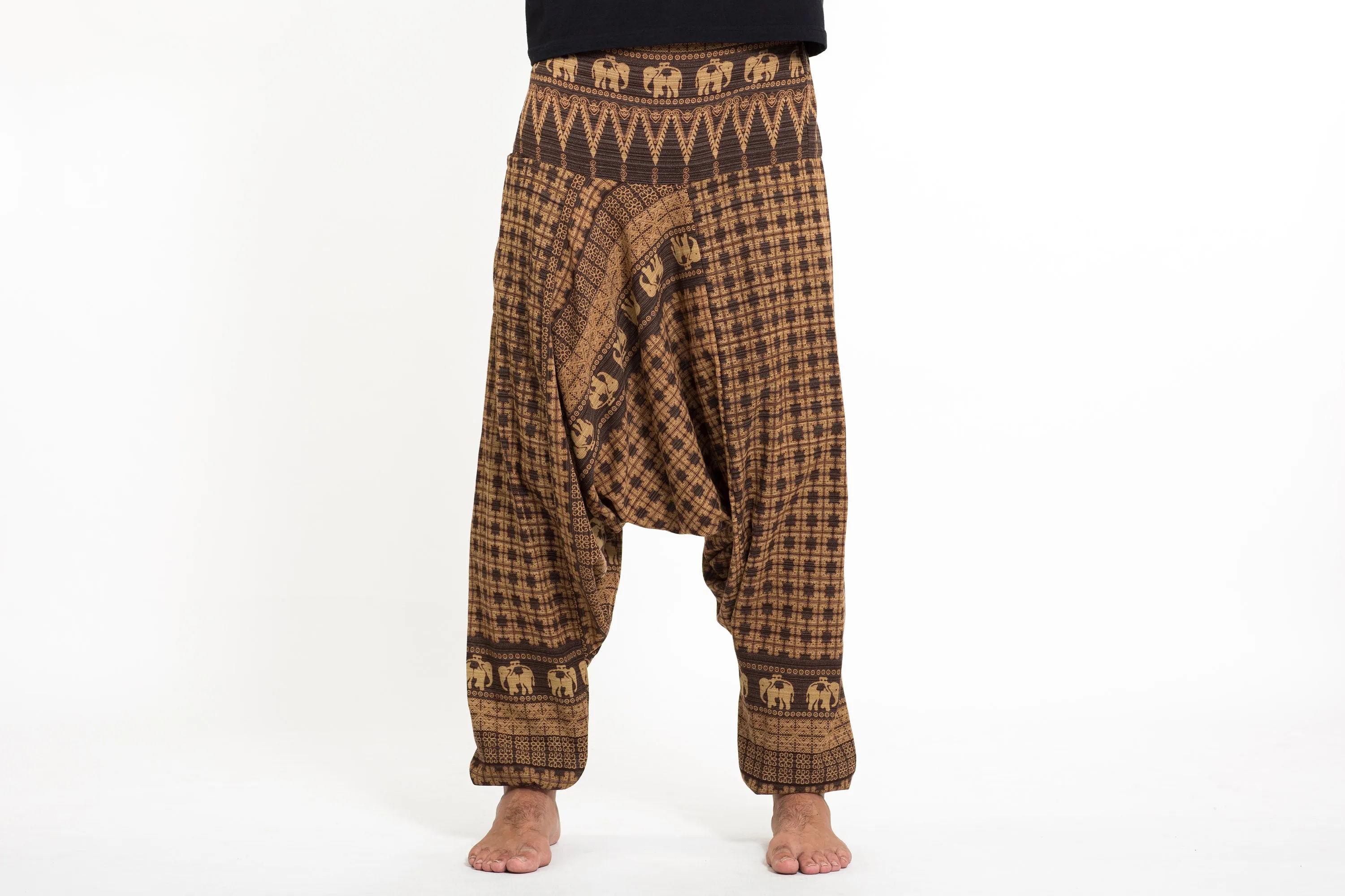 Hill Tribe Elephant Men's Elephant Pants in Brown