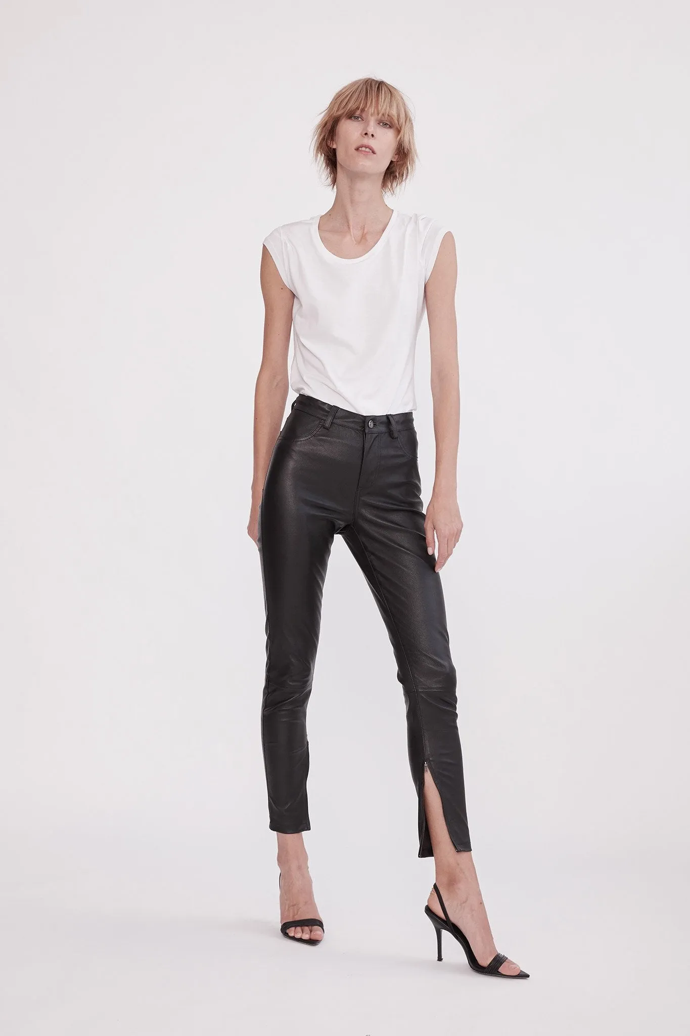 Houston High Rise Legging Black Stretch Leather