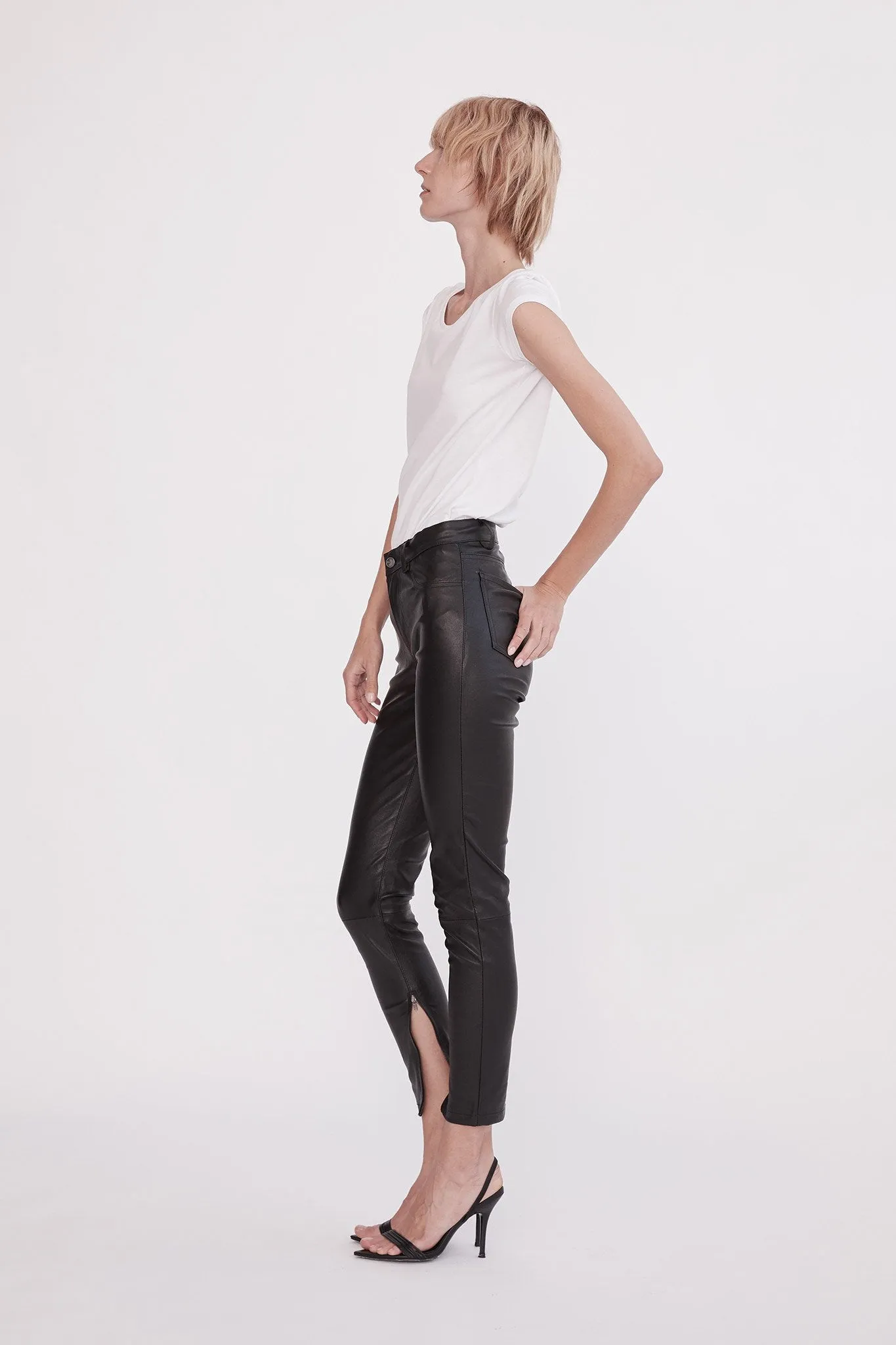 Houston High Rise Legging Black Stretch Leather