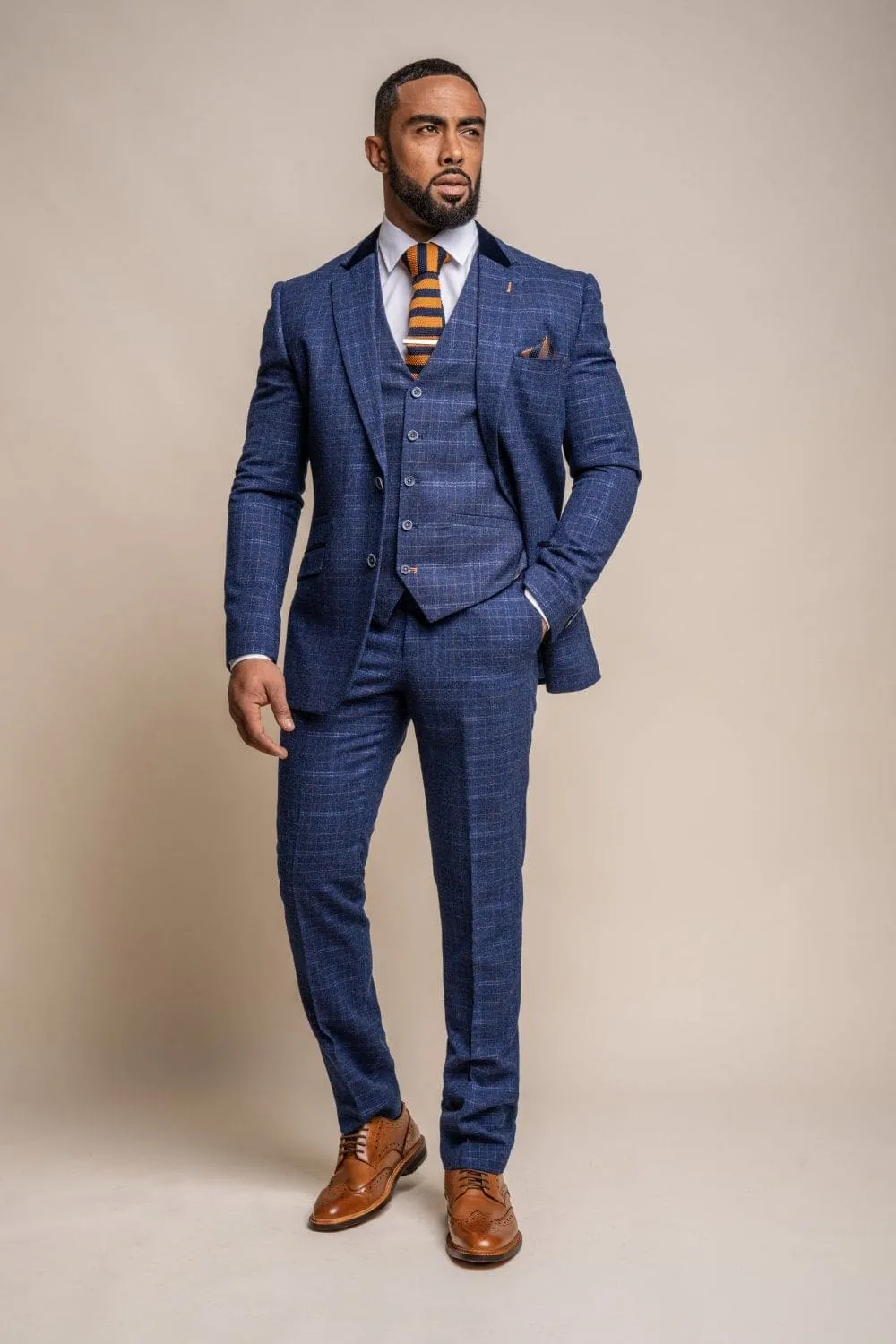 Kaiser Blue Tweed Check Trousers