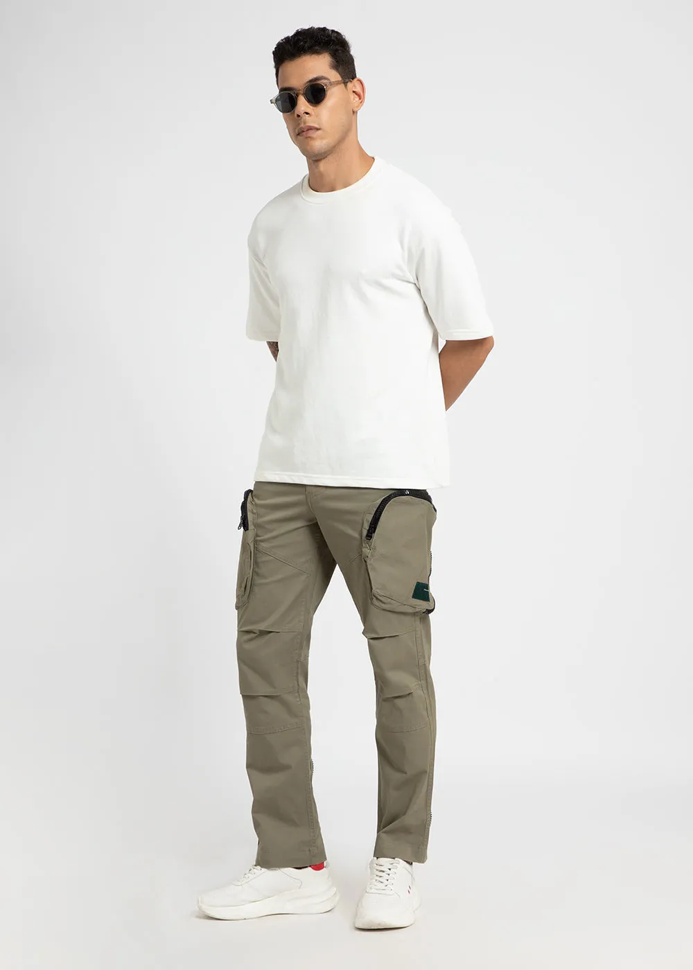 Khaki Green Zipper Cargo Pant