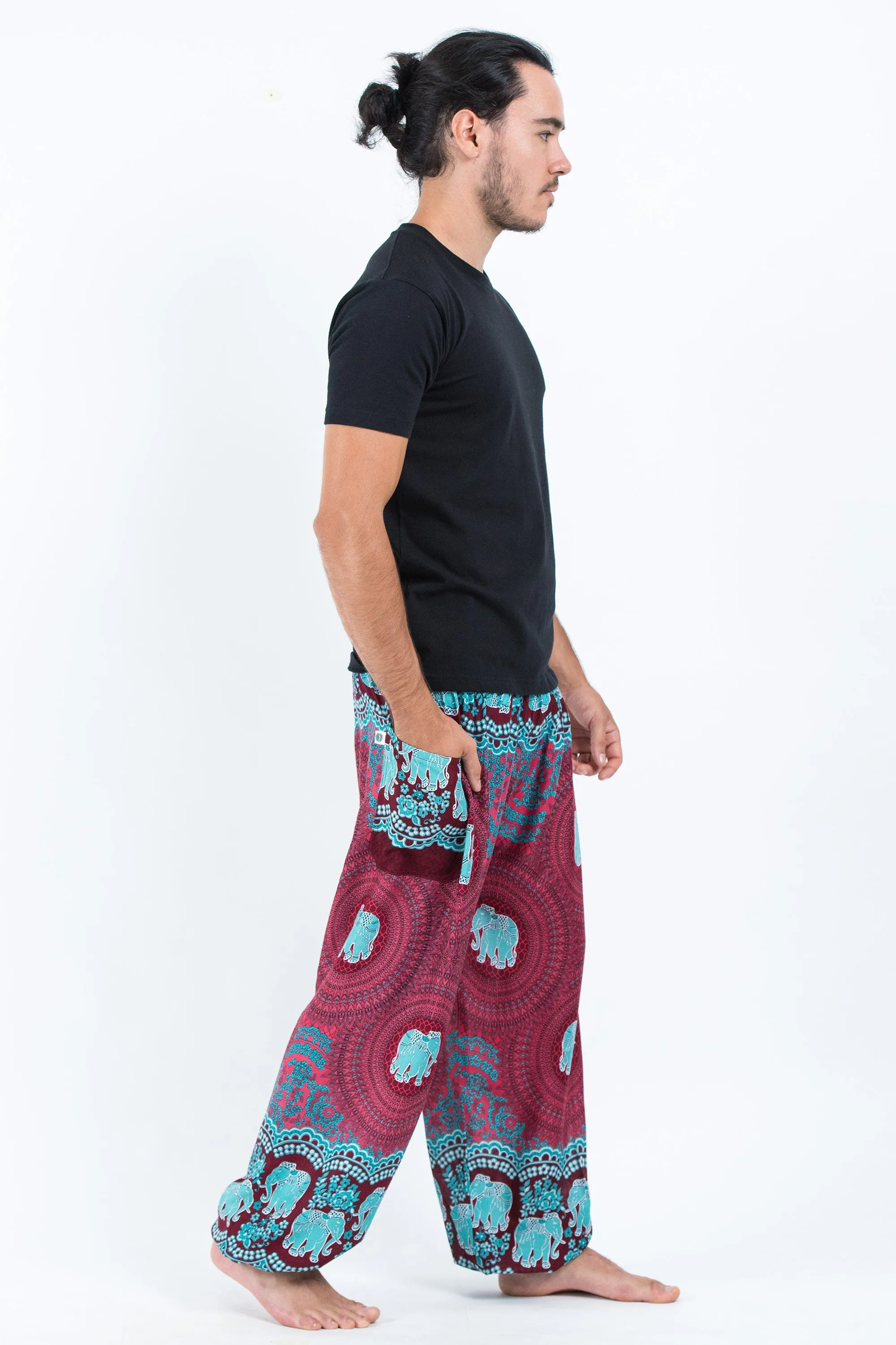 Mandala Elephant Men's Elephant Pants in Red