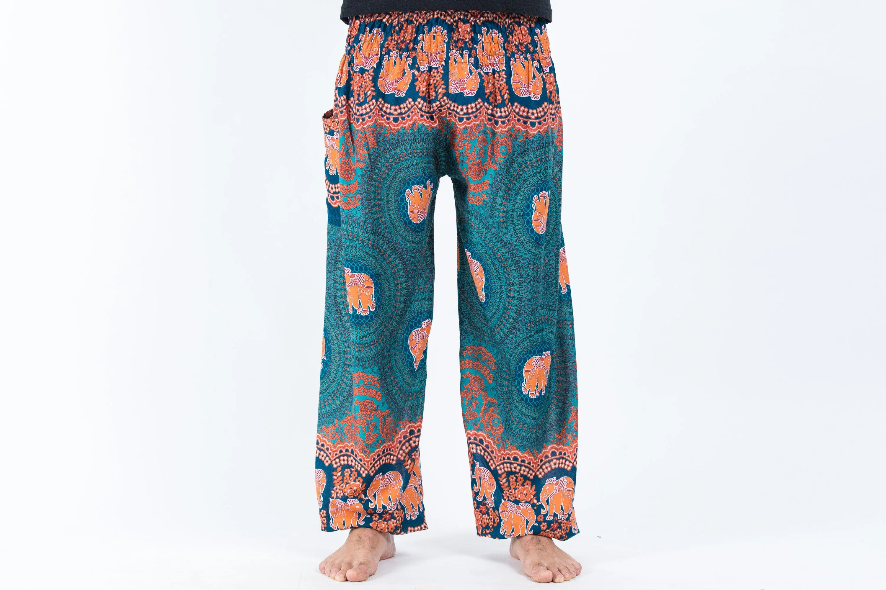 Mandala Elephant Men's Elephant Pants in Turquoise