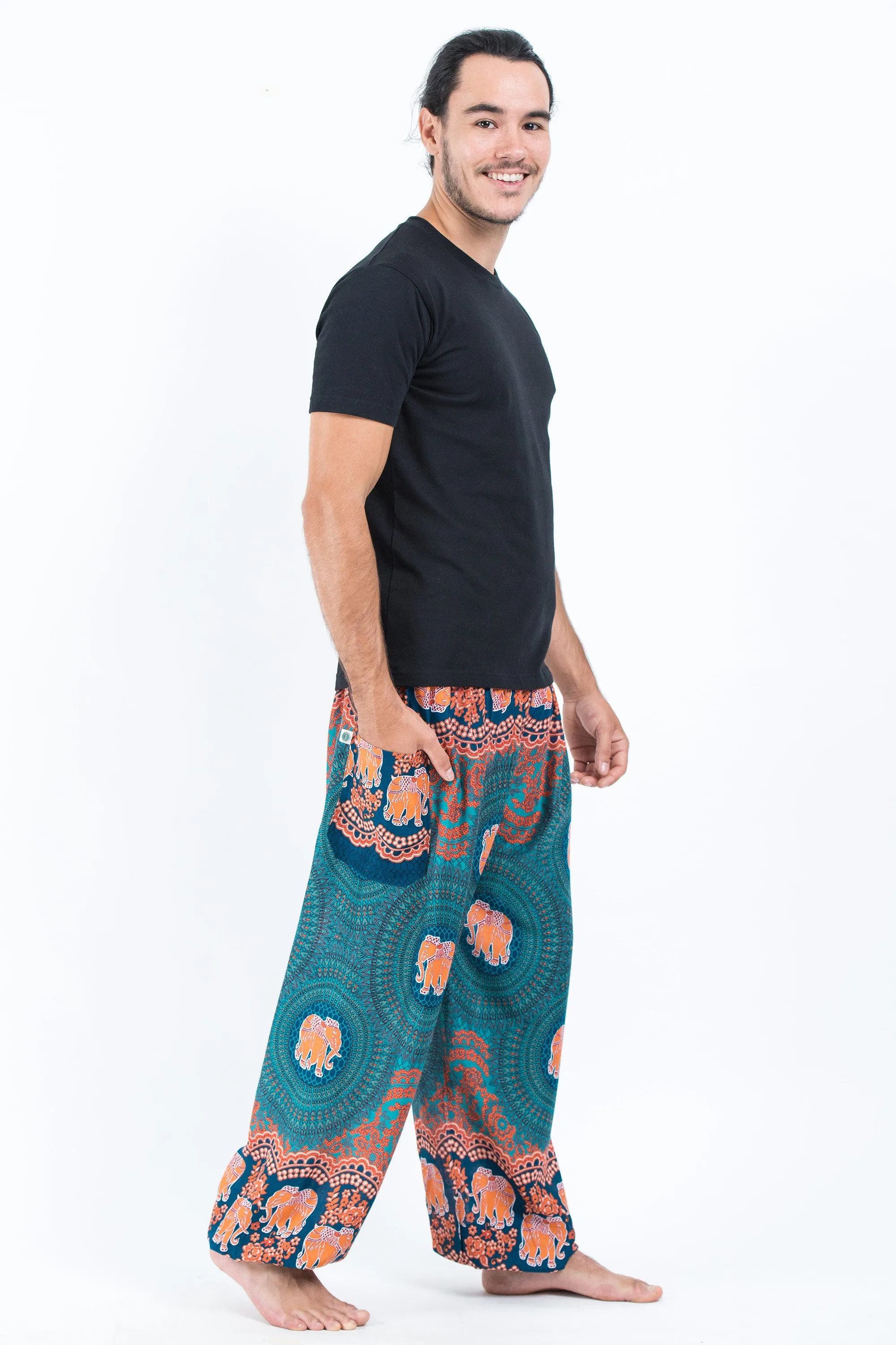 Mandala Elephant Men's Elephant Pants in Turquoise