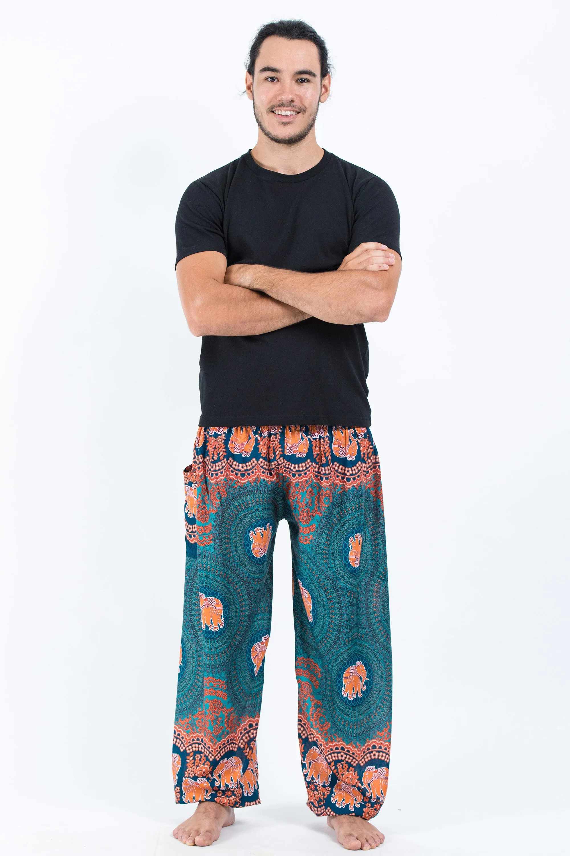 Mandala Elephant Men's Elephant Pants in Turquoise