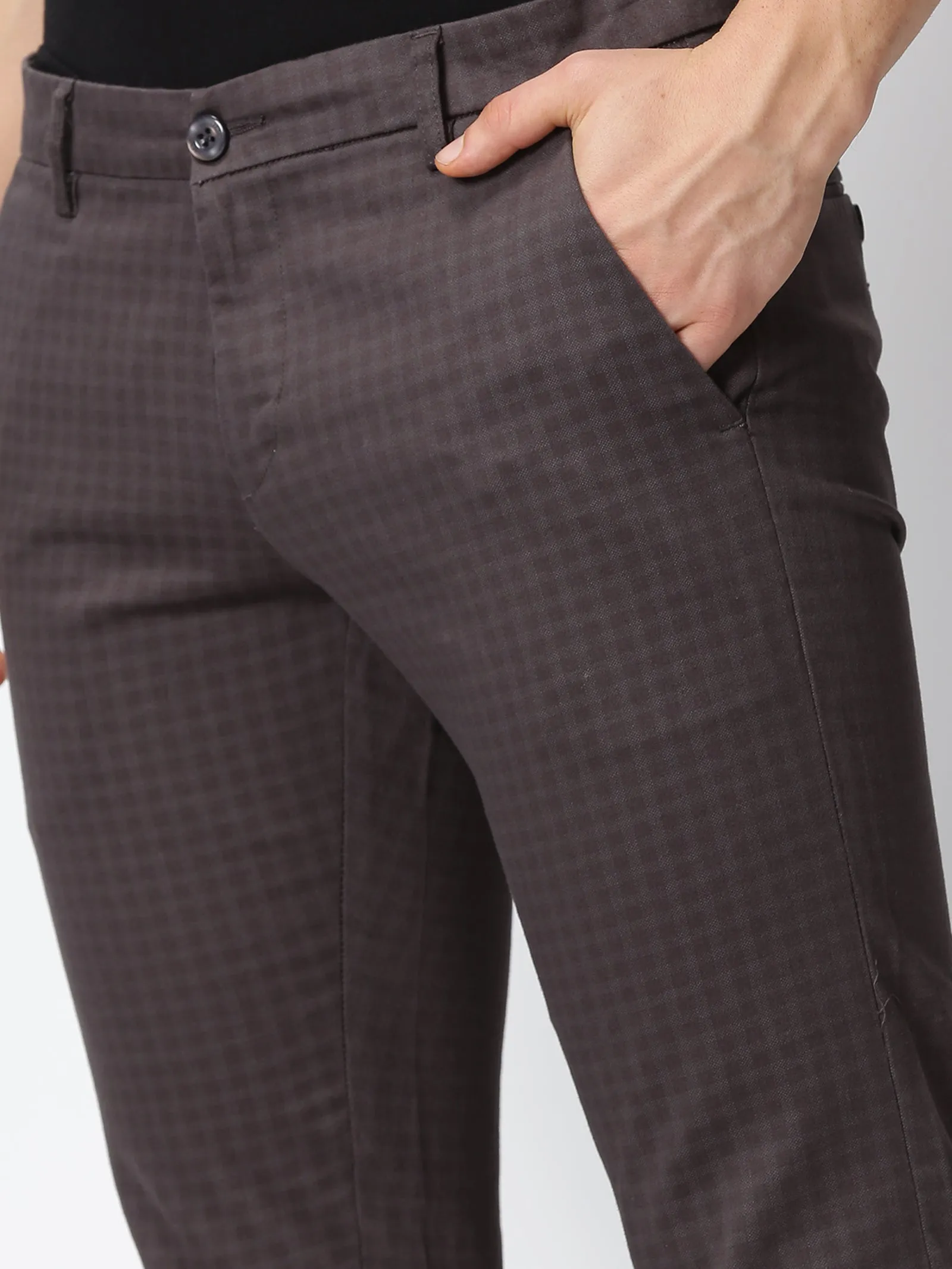 MEN'S DK GREY PRINT JASON FIT TROUSER