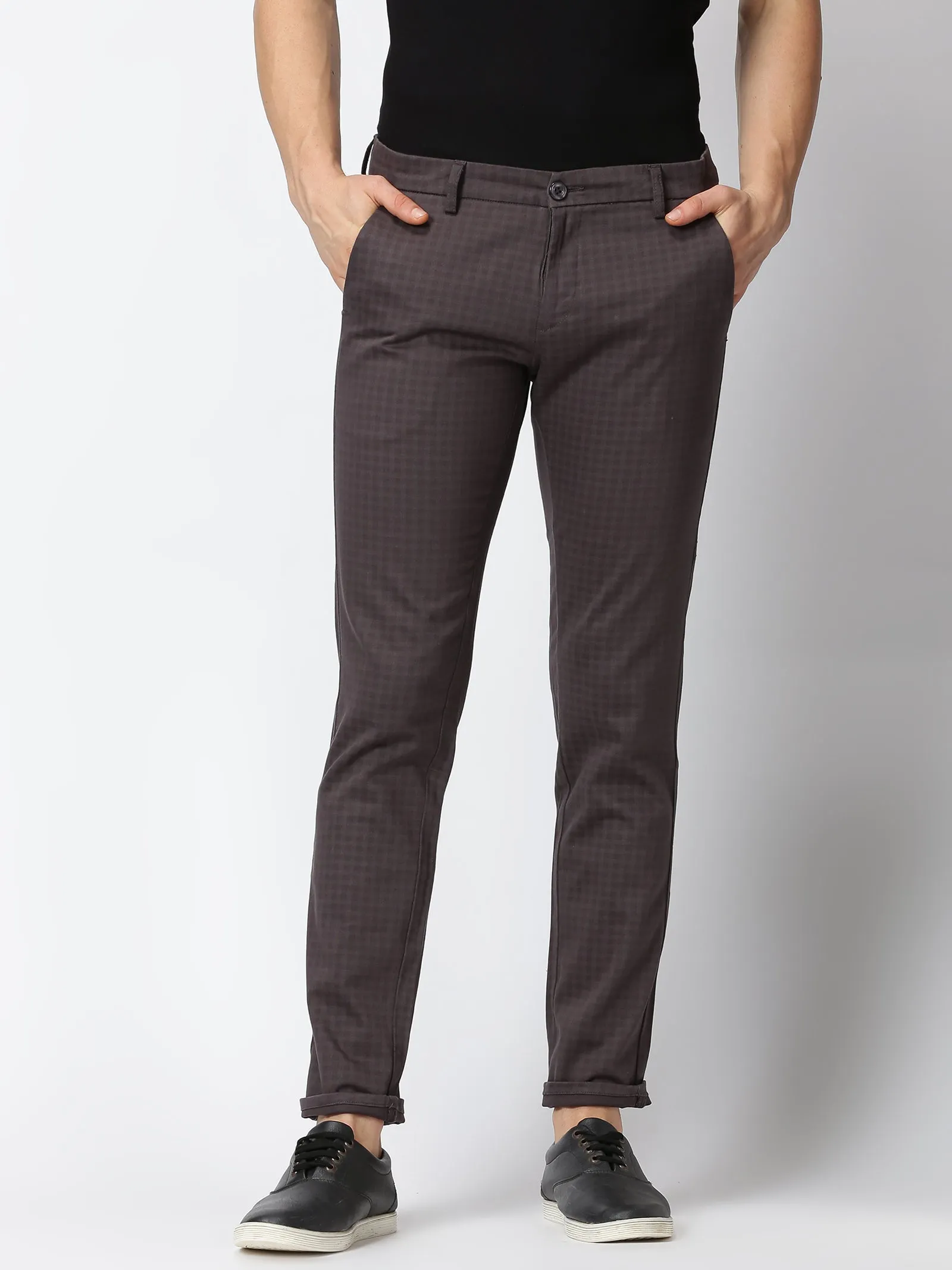 MEN'S DK GREY PRINT JASON FIT TROUSER