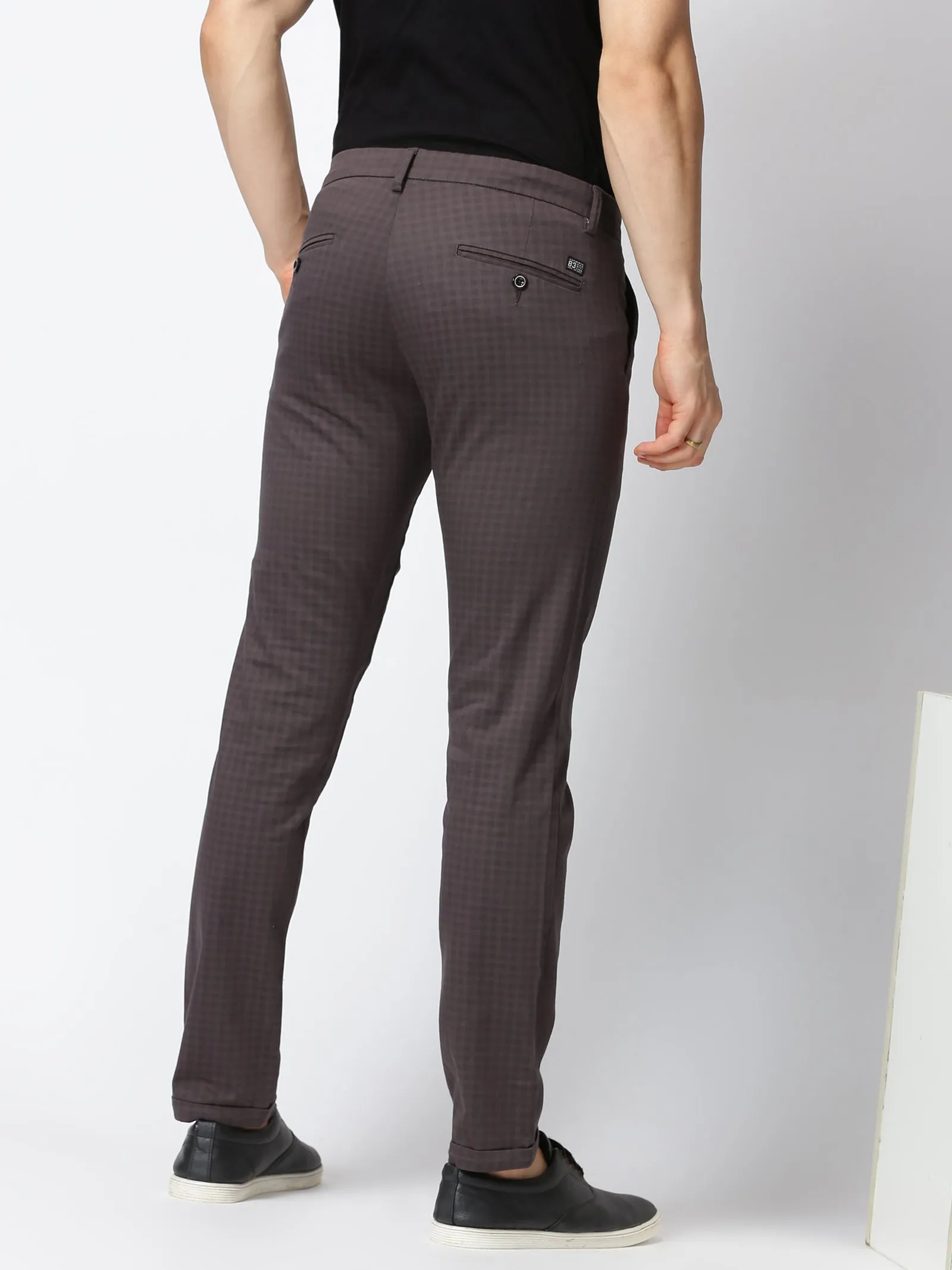 MEN'S DK GREY PRINT JASON FIT TROUSER