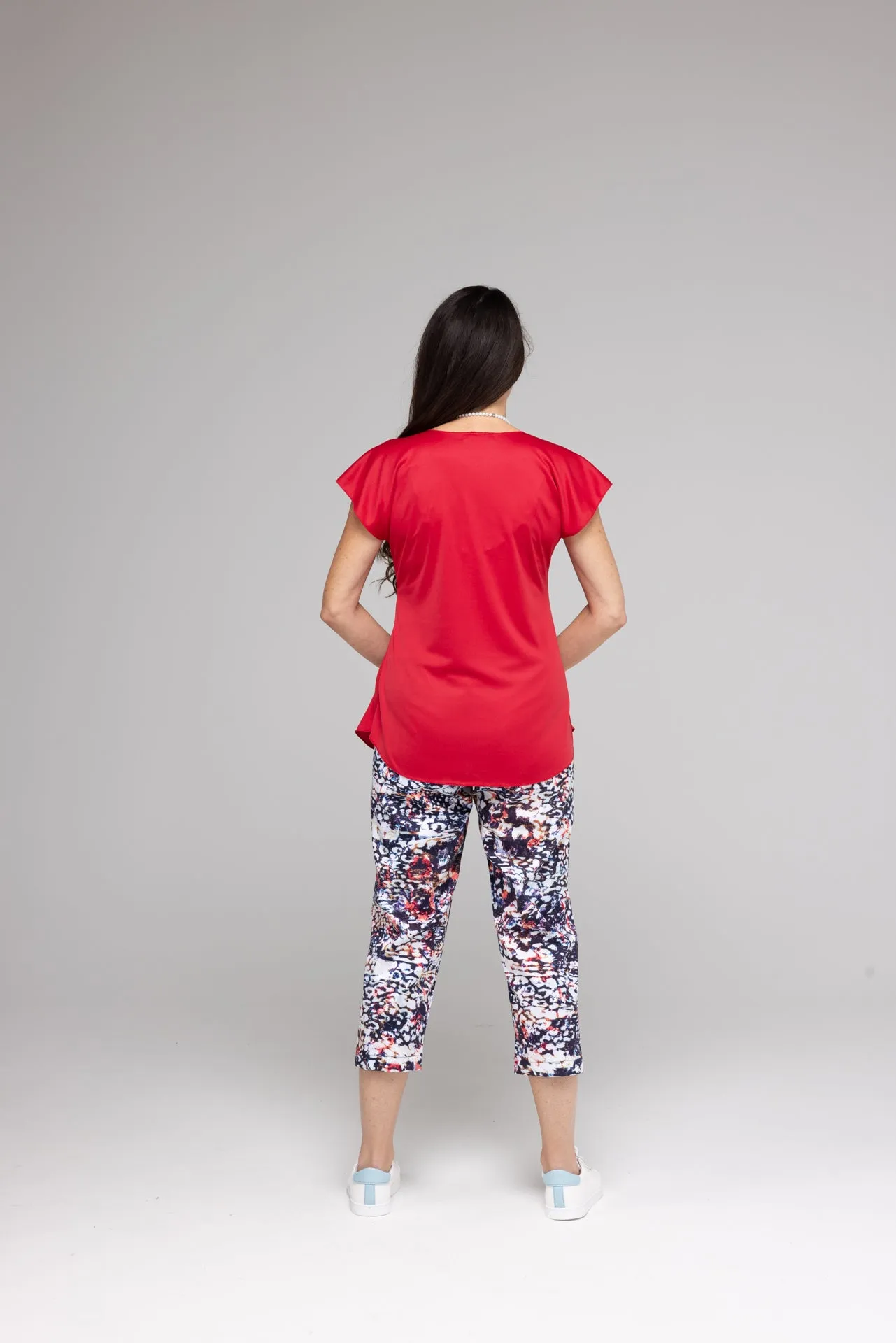 Mottle Print Stretch Cotton Capri Pants