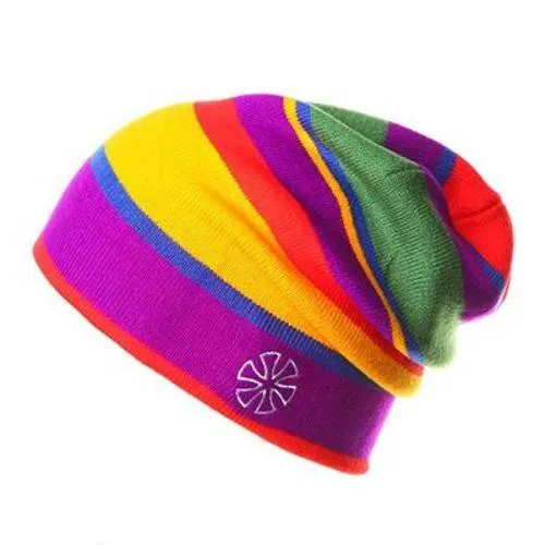 Multicolored Striped Knitted Hat, Beanie or Bonnet