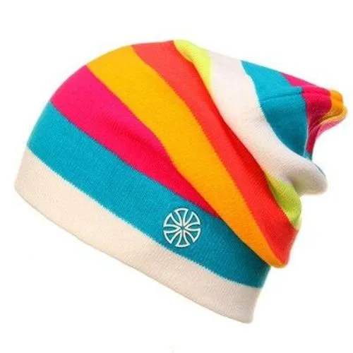 Multicolored Striped Knitted Hat, Beanie or Bonnet