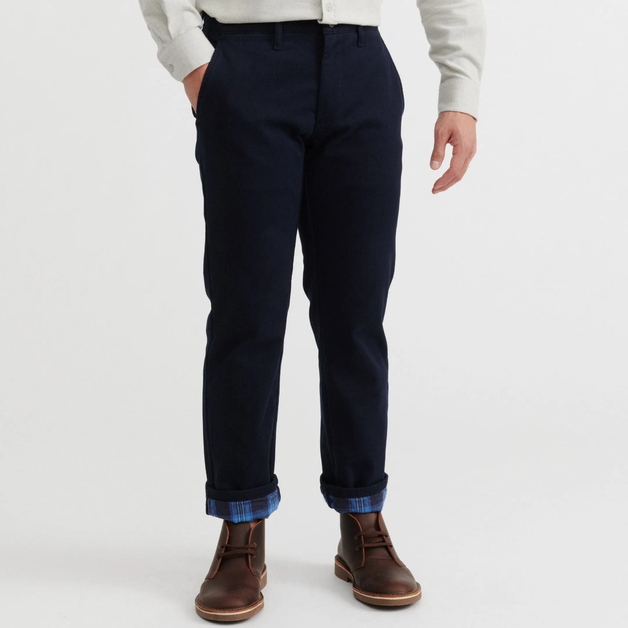 Navy Flannel Lined Chino