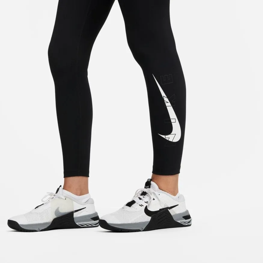 NIKE WOMEN'S ONE MID-RISE 7/8 GRAPHIC BLACK TRAINING LEGGINGS