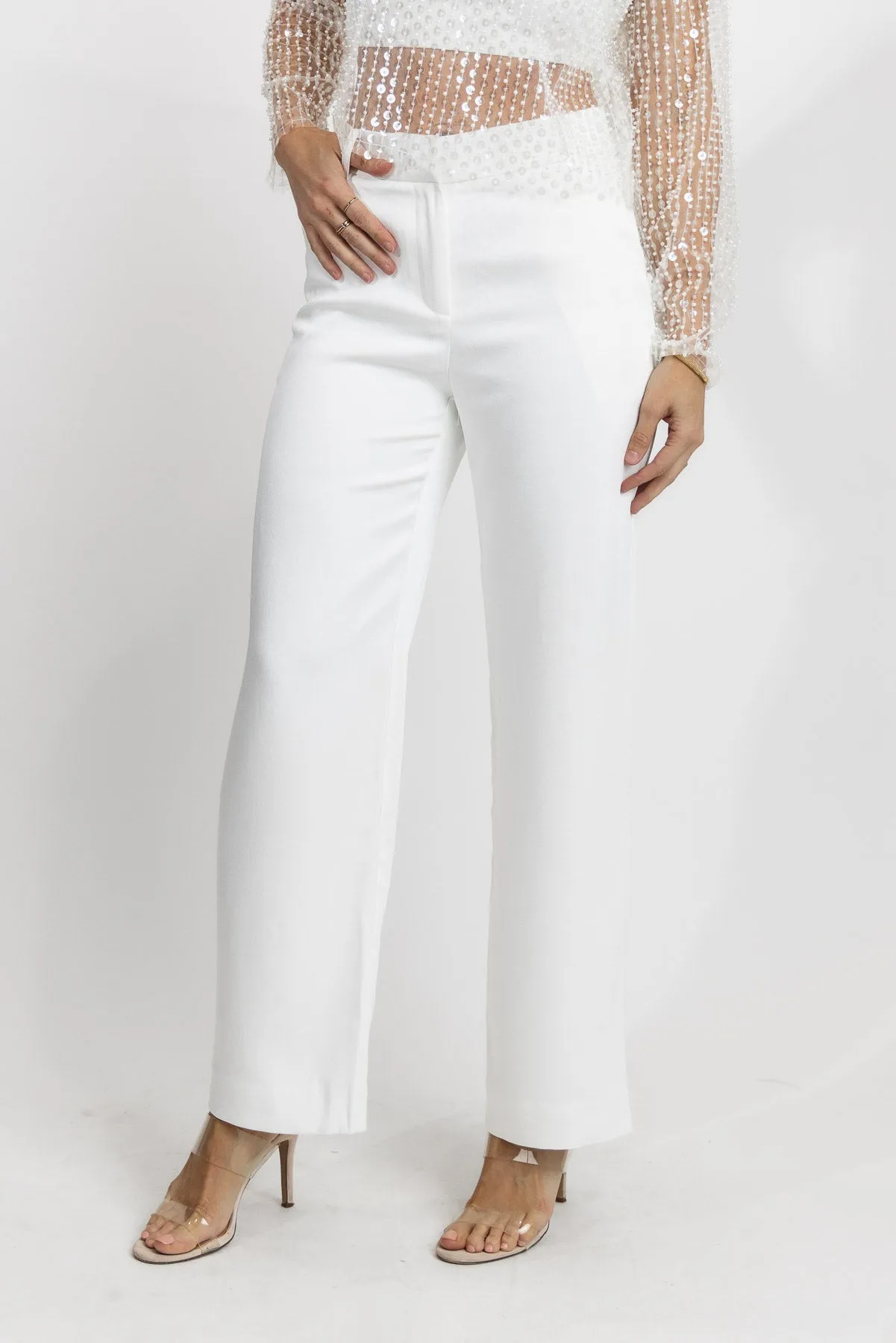 Party Prism White Satin Pants - Final Sale