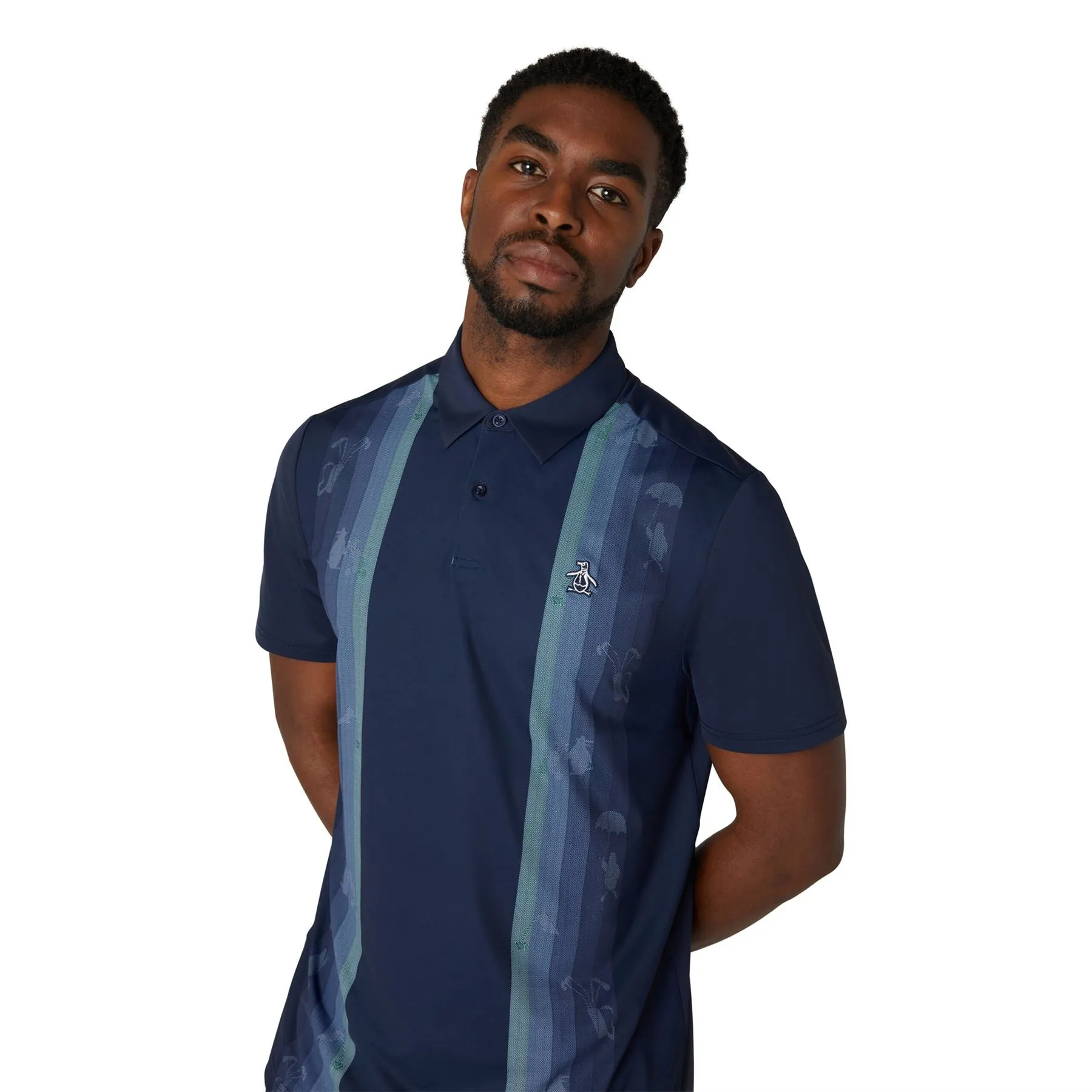 Pete Vertical Colour Block Print Polo - Black Iris - Spring/Summer 2024 Collection - Stylish Mens Polo Shirt with Modern Design and Comfortable Fit