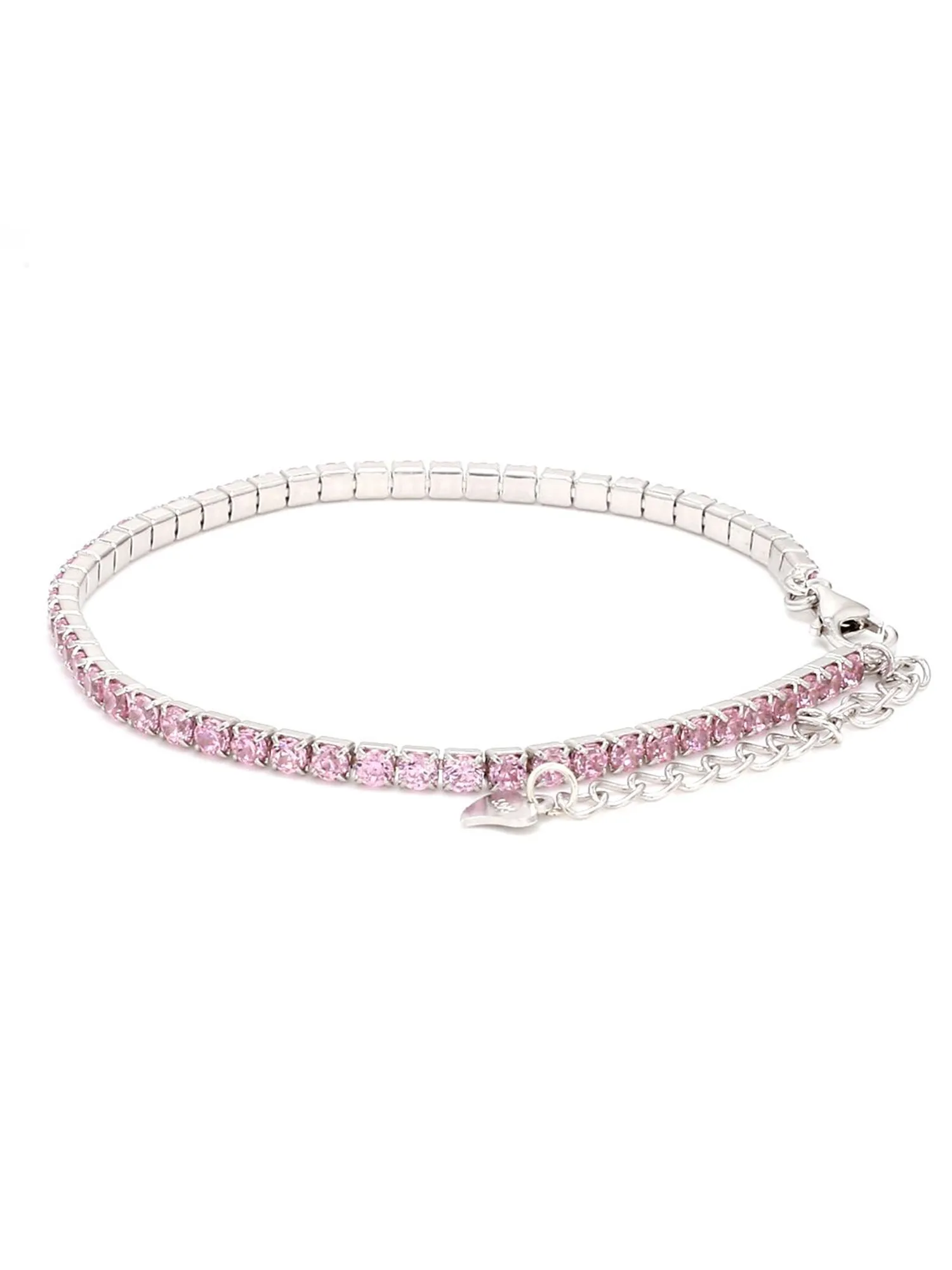 Pink Cubic Zirconia Tennis Bracelet For Women