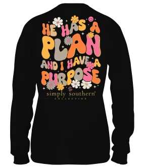 Retro Daisy Long Sleeve T-Shirt - 'He Has a Plan and I Have a Purpose