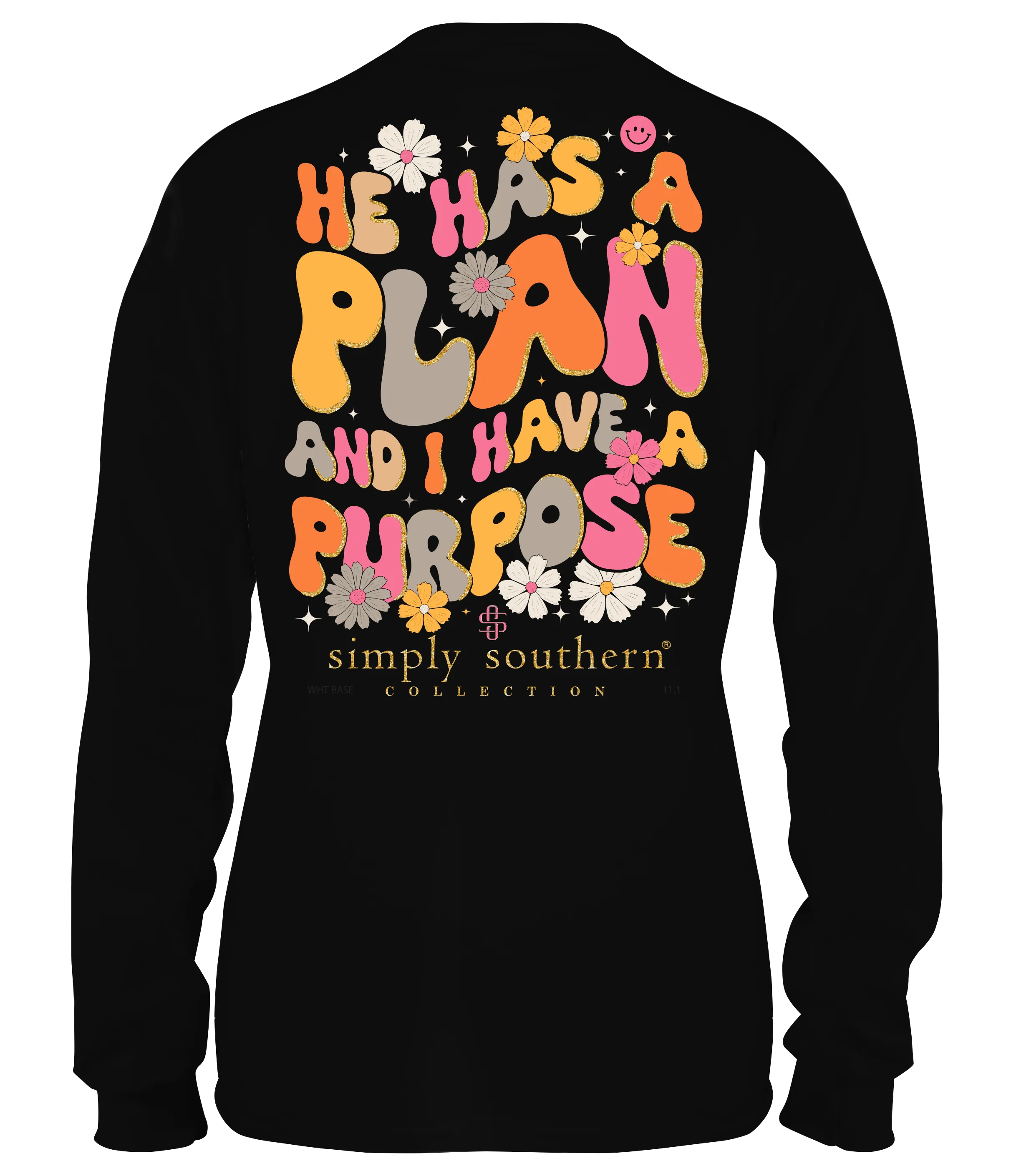 Retro Daisy Long Sleeve T-Shirt - 'He Has a Plan and I Have a Purpose