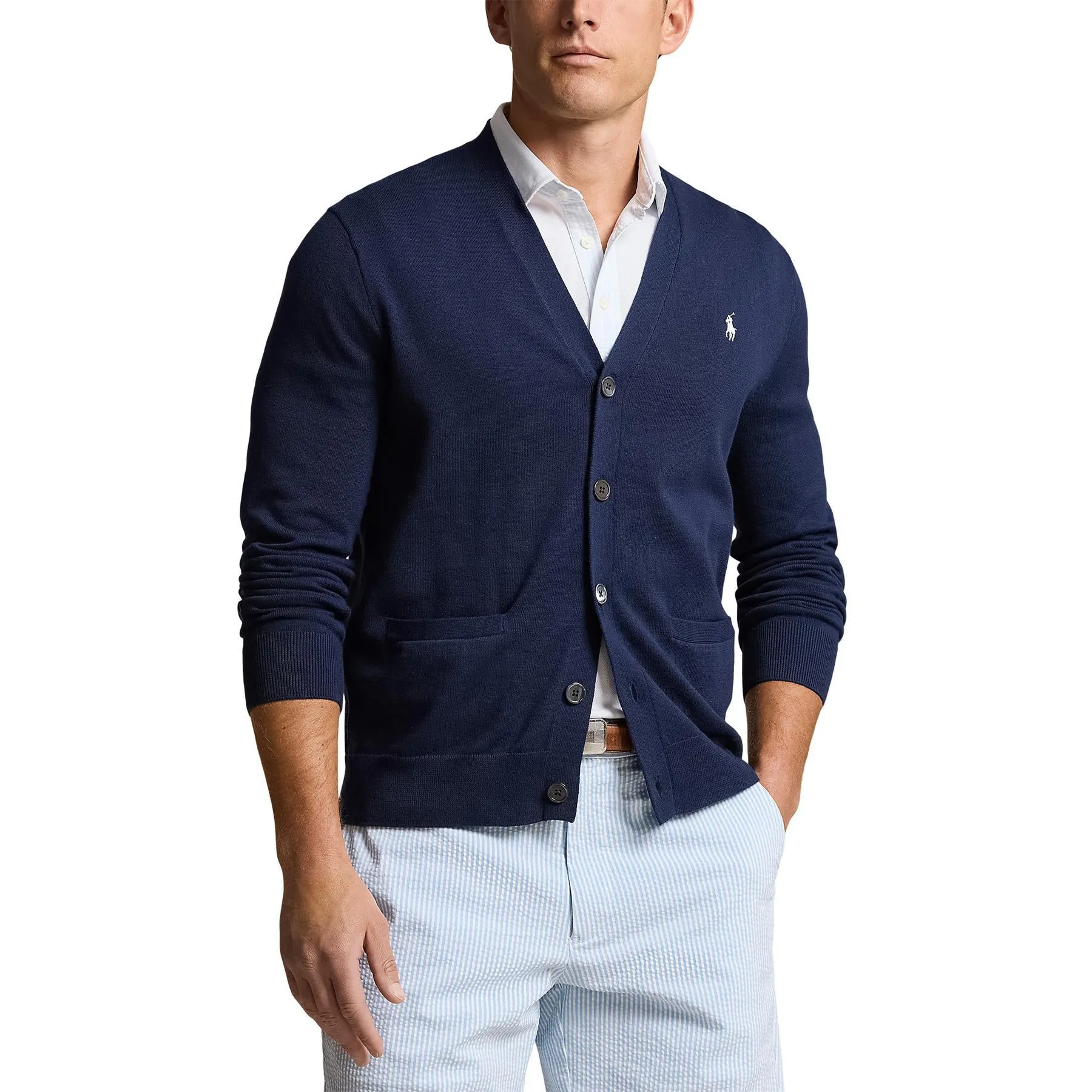 RLX Classic Fit Double Knit Cardigan Refined Navy - SS24