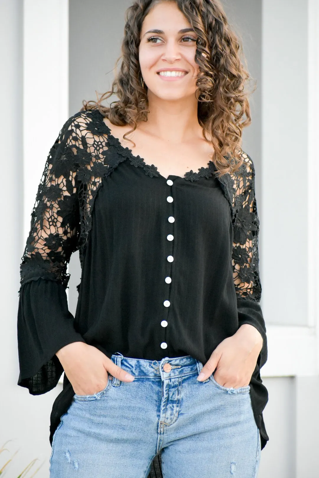 Shake It Off Black Laced Blouse