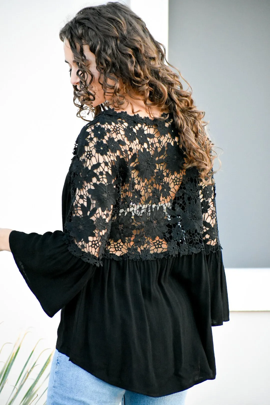 Shake It Off Black Laced Blouse