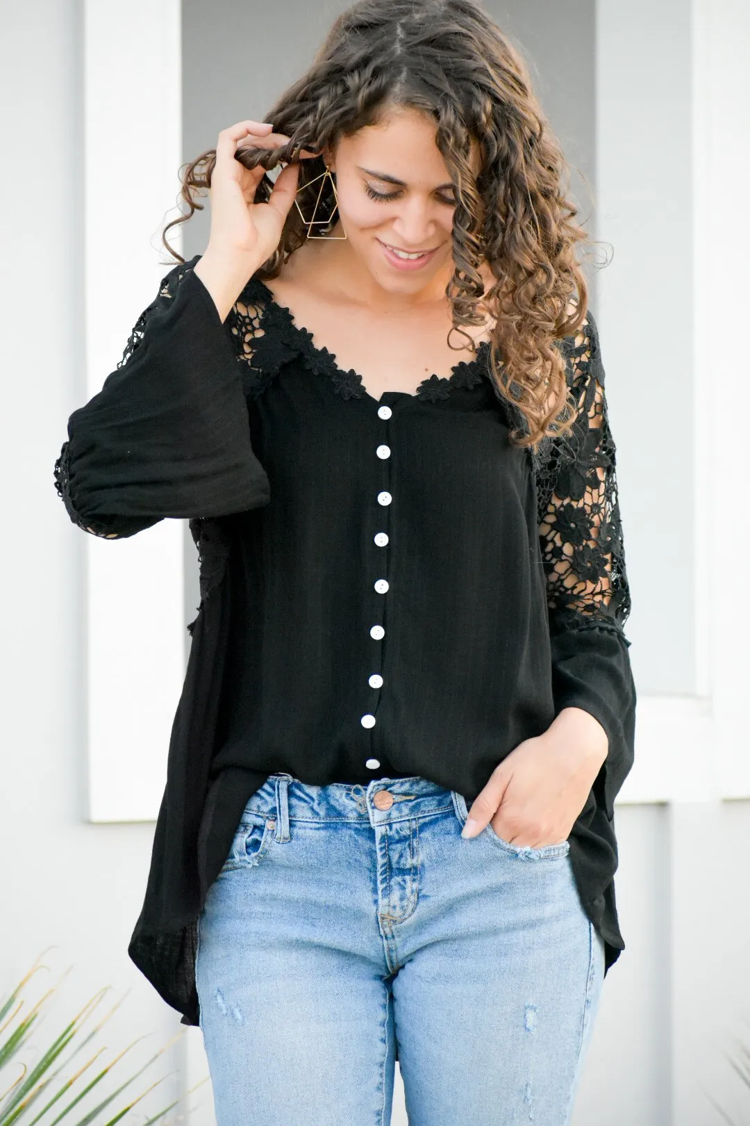 Shake It Off Black Laced Blouse