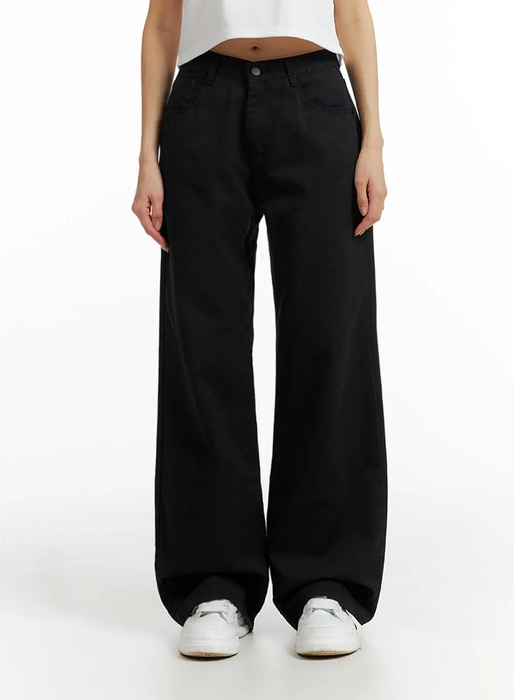 Solid Cotton Wide Leg Pants IF402