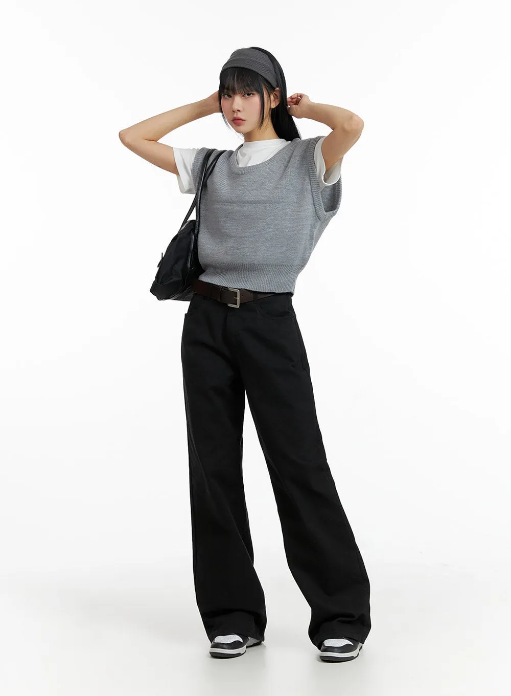 Solid Cotton Wide Leg Pants IF402