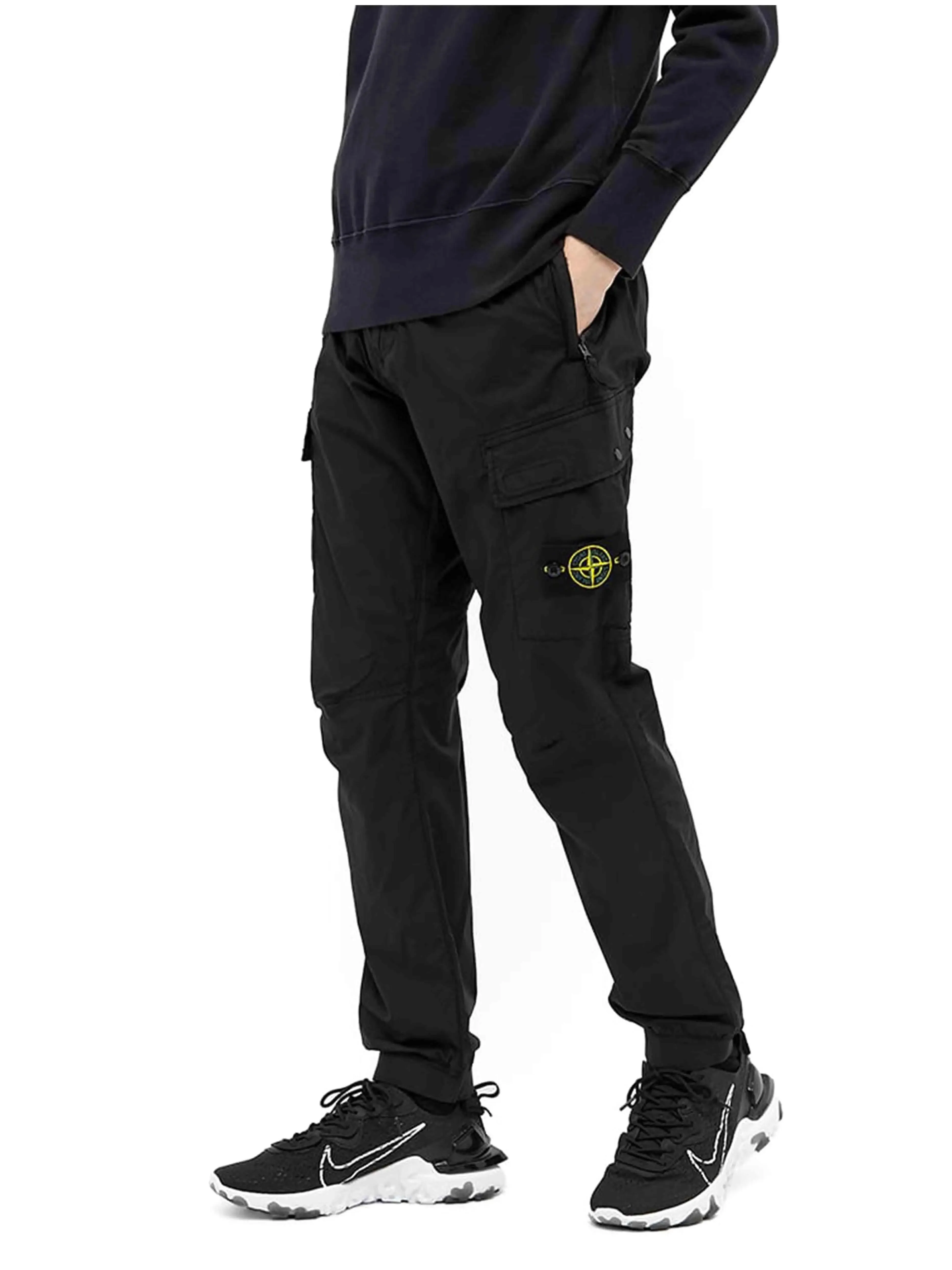 Stone Island Cotton Stretch Cargo Pants Black