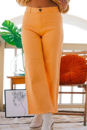 Tangerine Dream Raw Hem Straight Leg Pant