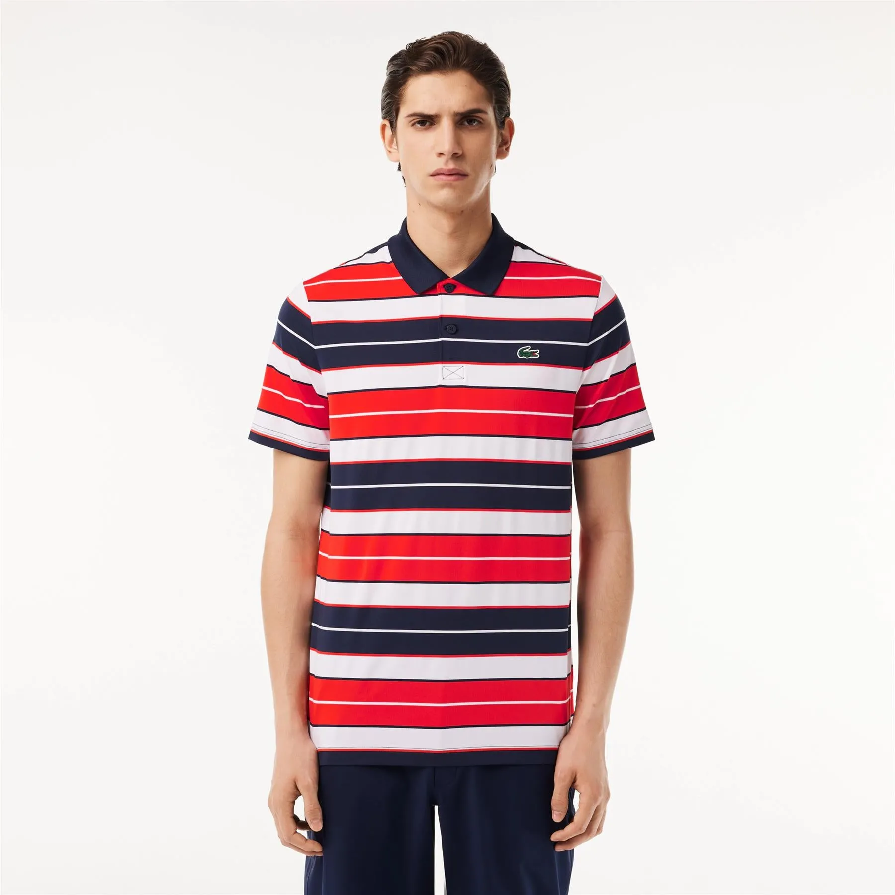 Ultra-Dry Regular Fit Striped Polo Red/White/Navy - SS24