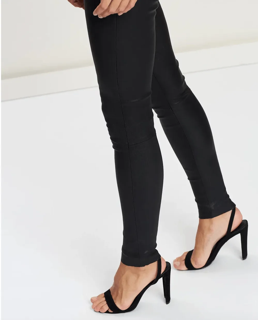 West Broadway Sleek Leather Leggings Black