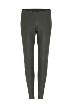 West Broadway Sleek Leather Leggings Deep Deaths Green Leather