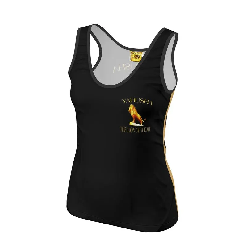 Yahusha-The Lion of Judah 01 Ladies Designer Scoop Neck Tank Top